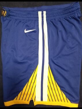 Nike Blue and Yellow Golden 'W' Logo Basketball Shorts